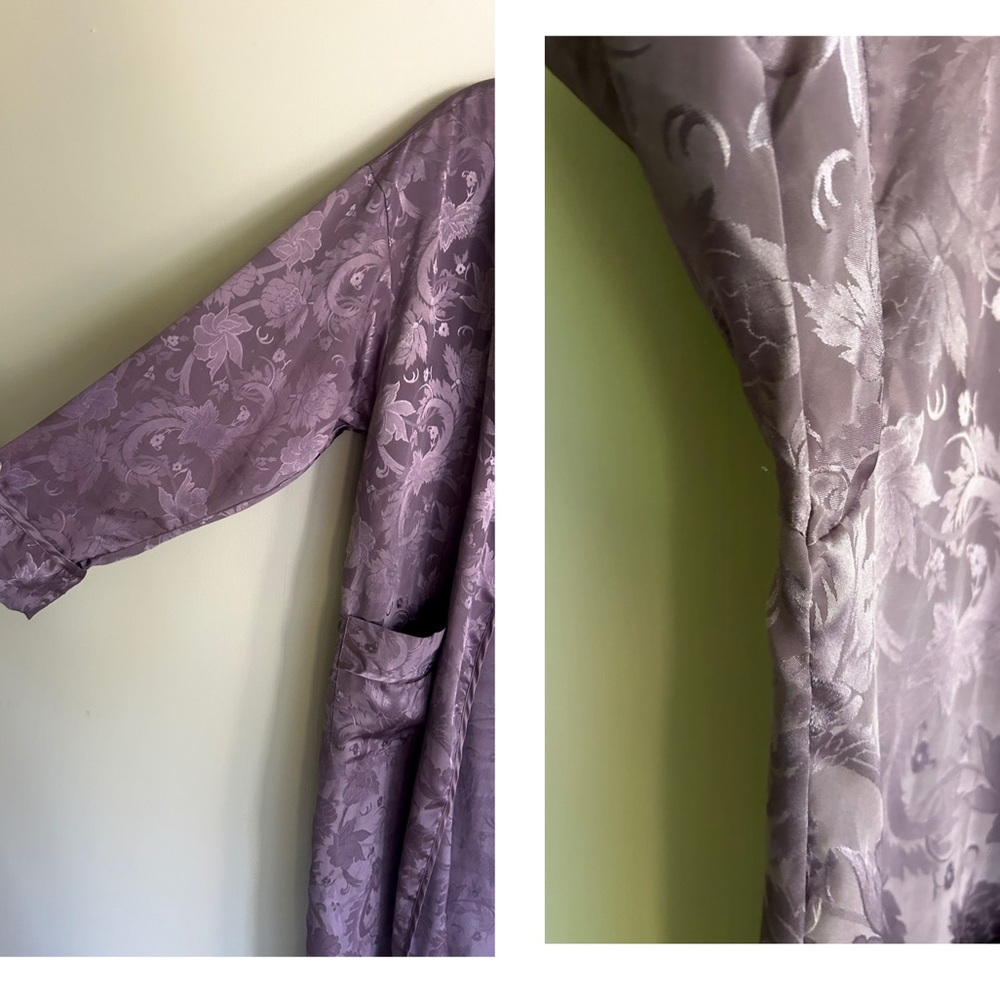 VINTAGE 80S VICTORIA’S SECRET Gold Label Silky Satin Floral Jacquard Robe | Sz S - Picture 5 of 16